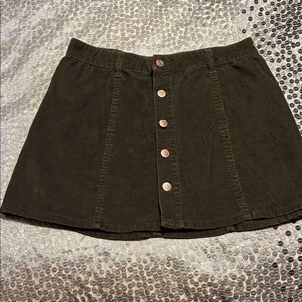 Celebrity Pink Dark green corduroy Mini Skirt Sz 27/5. WS